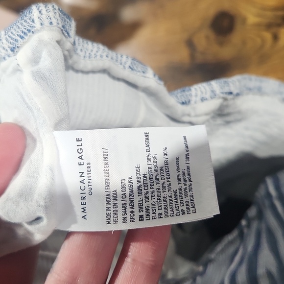 Blue and white stripped crop top with stretchy back size large by American Eagle - Picture 5 of 6